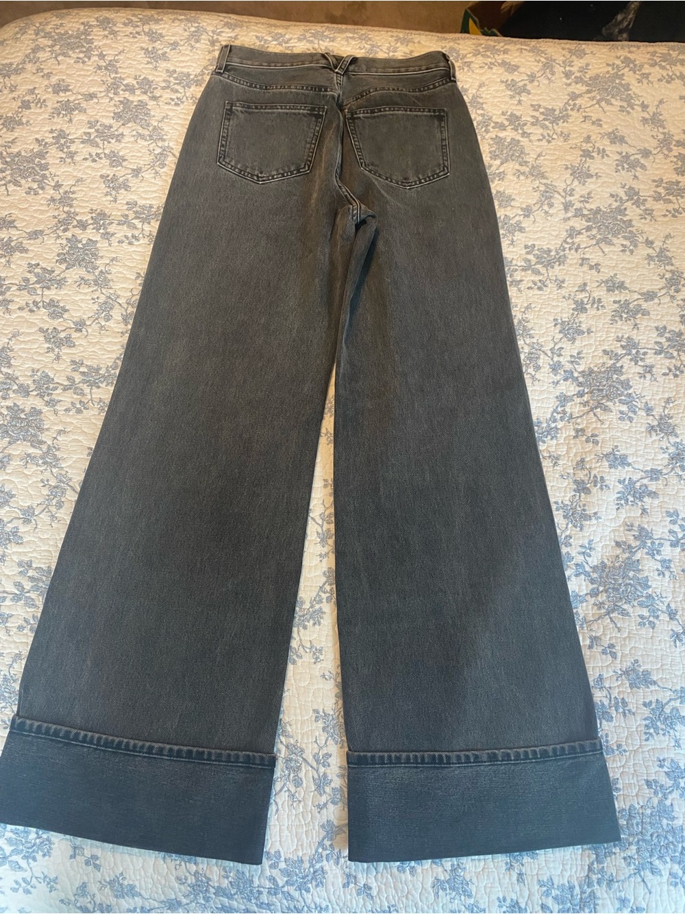 Veronica Beard Taylor High Rise Wide Leg Jeans Stone Washed Onyx Cuffed 27 - Picture 10 of 11